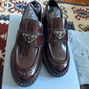 Prada Chocolate Brushed Leather Loafers